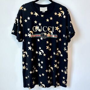 Gucci Signature Black and Gold Star T-Shirt